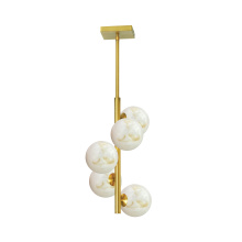 Dainolite GVA-175P-AGB - 5 Light Aged Brass Pendant w/ Alabaster Glass