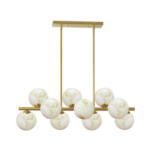 Dainolite GVA-3110HP-AGB - 10 Light Aged Brass Horizontal Pendant w/ Alabaster Glass