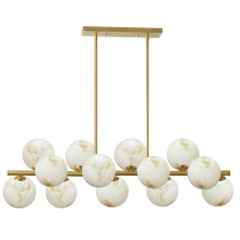 Dainolite GVA-4013HP-AGB - 13 Light Aged Brass Horizontal Pendant w/ Alabaster Glass