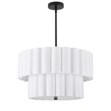 Dainolite PCA-224P-MB-WH - 4 Light Matte Black 2 Tier Pendant w/ White Scallop Shades