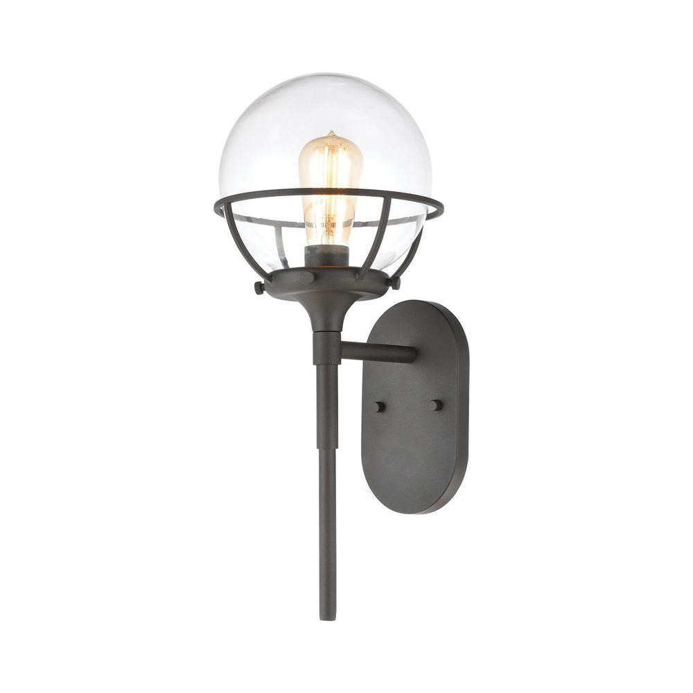 Girard 1-Light Sconce in Charcoal with Clear Glass
