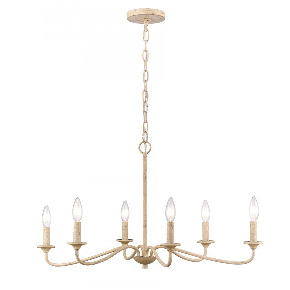 Ellisville 30'' Wide 6-Light Chandelier - Antique Cream