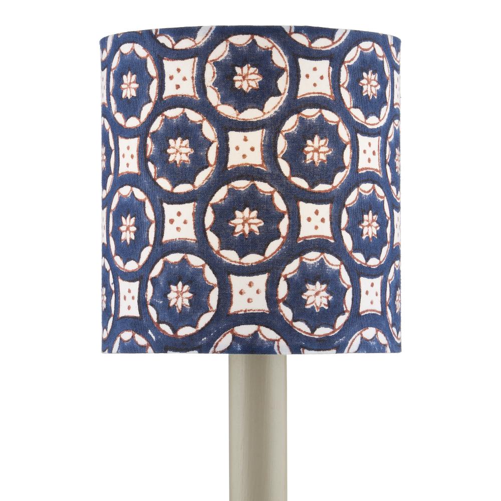 Block Print Drum Chandelier Shade - Navy Multi