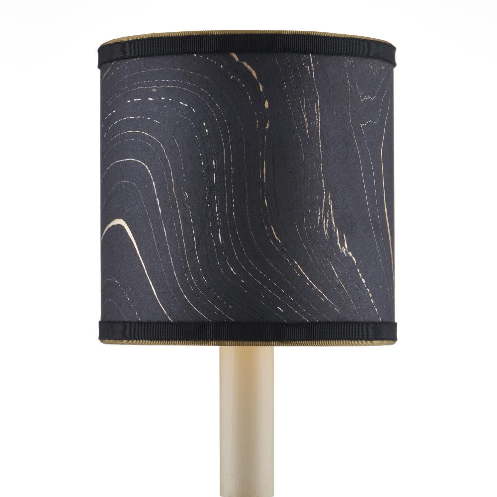 Marble Paper Drum Chandelier Shade - Black/Gold/Silver