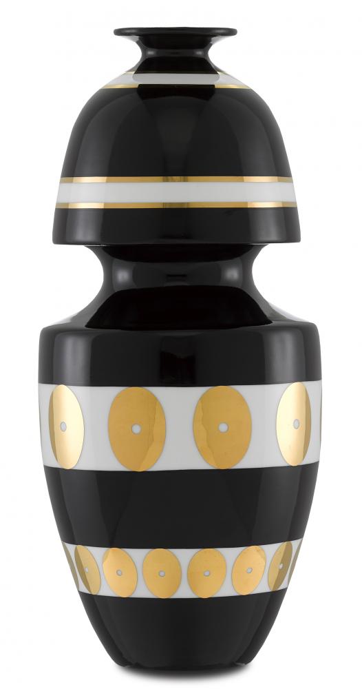 De Luca Black and Gold Gourd Vase